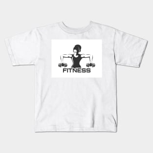 Woman with Dumbbell Fitness Club Design Kids T-Shirt